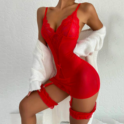 Lingerie Sexy Femme – Nuisette Dentelle & Porte-jarretelles