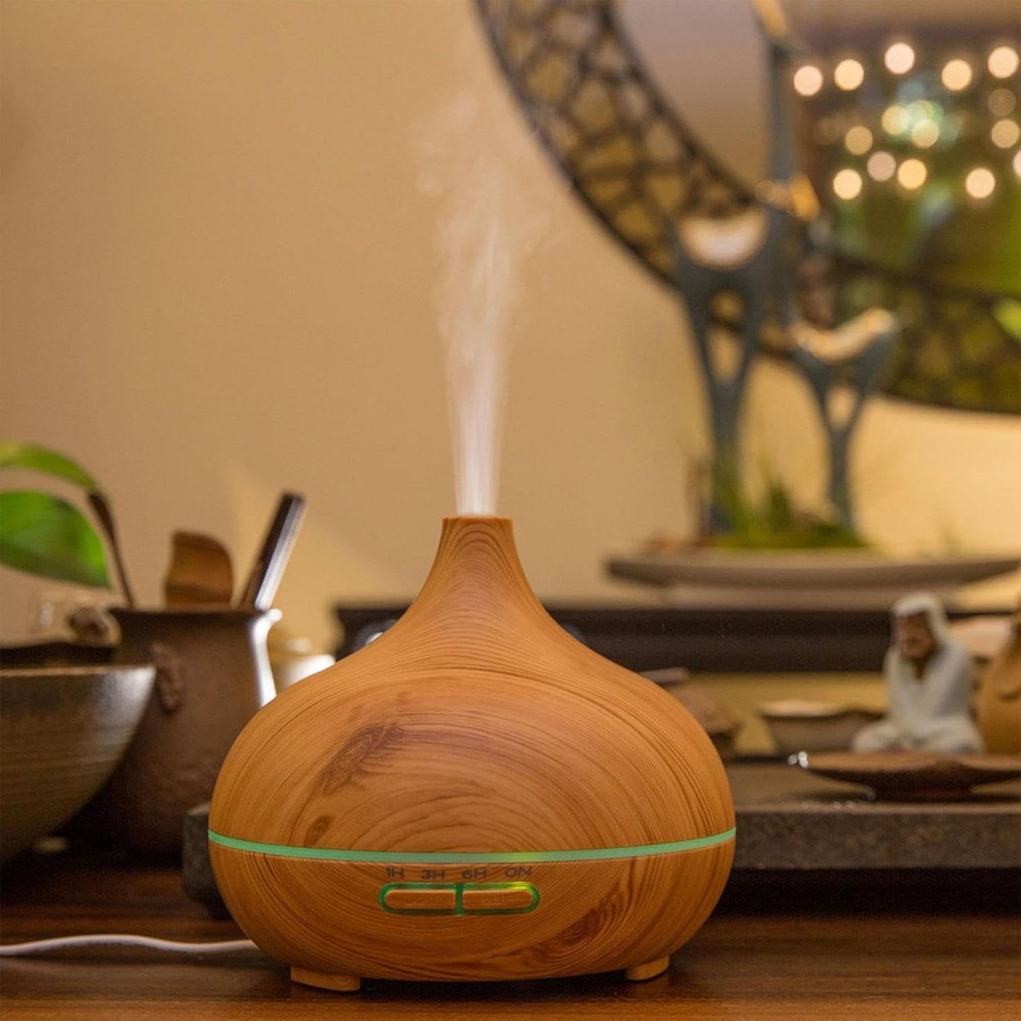 Diffuseur d’Huiles Essentielles USB – Bois & 7 LED 550ml